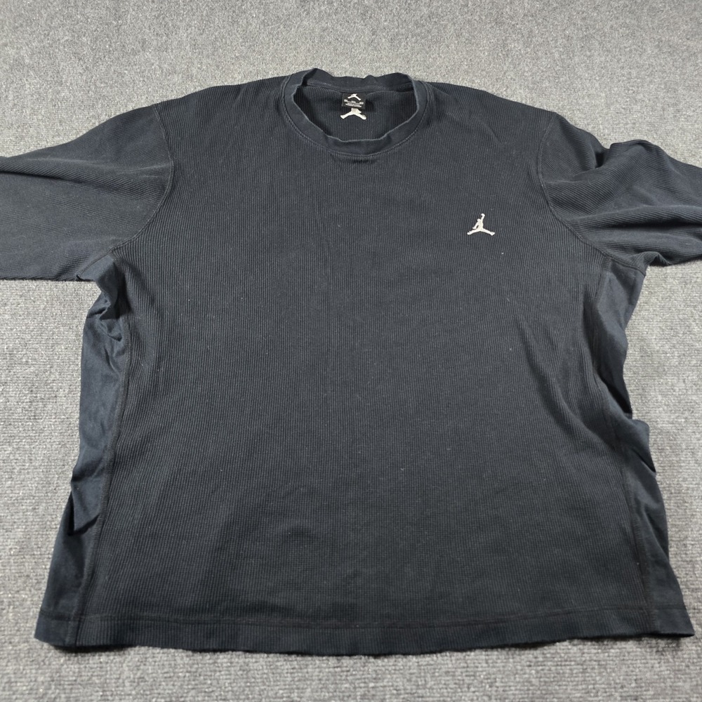 Jordan Thermal Waffle Knit Shirt Mens 3XL Black Long Sleeve Crewneck Y2K Retro - Picture 4 of 12
